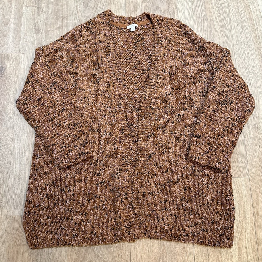 J.Jill Womens Utopia‎ Mixed Textured Open Front Knit Multi Cardigan Sweater XL